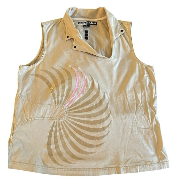 Jamie Sadock Women's Golf Shirt Size Medium Stretch 100% Cotton Embroidered Tank - Picture 1 of 8
